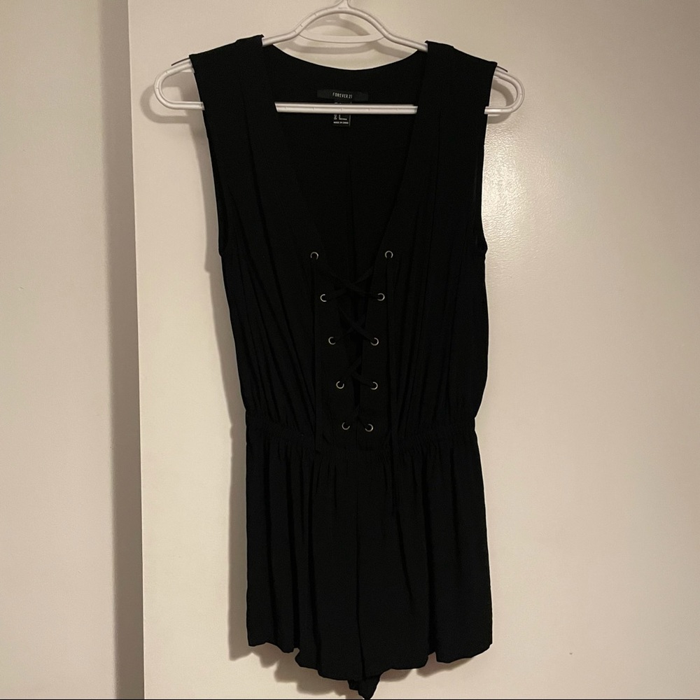 Forever 21 black lace up romper